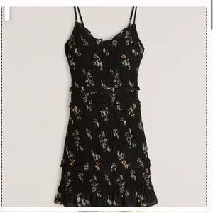 Black Smocked Floral Dress